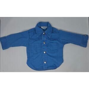 Vintage Health-Tex Denim Button Up Blue Shirt Size 2T Snap Buttons Western